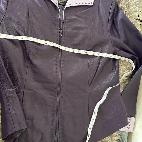 Terry Lewis Classic Luxuries Leather Jacket Women Purple/Lilac Combination sz S - Picture 9 of 10